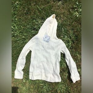 Kate Quinn Kids Pointelle Cream Long Sleeve Hooded Tee Organic Cotton 7 years